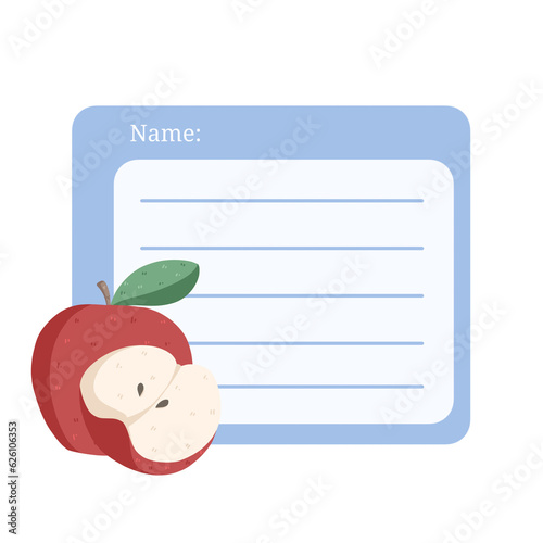 Apple name tag illustration, fruit name tag