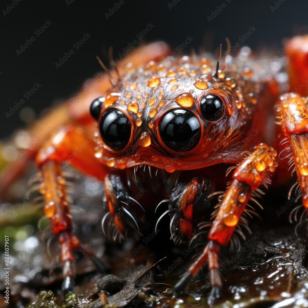 A macro look at a spider in its web, waiting patiently for its next meal to fly into its trap. A macro look at a spider in its web, waiting patiently for its next meal to fly into its trap.