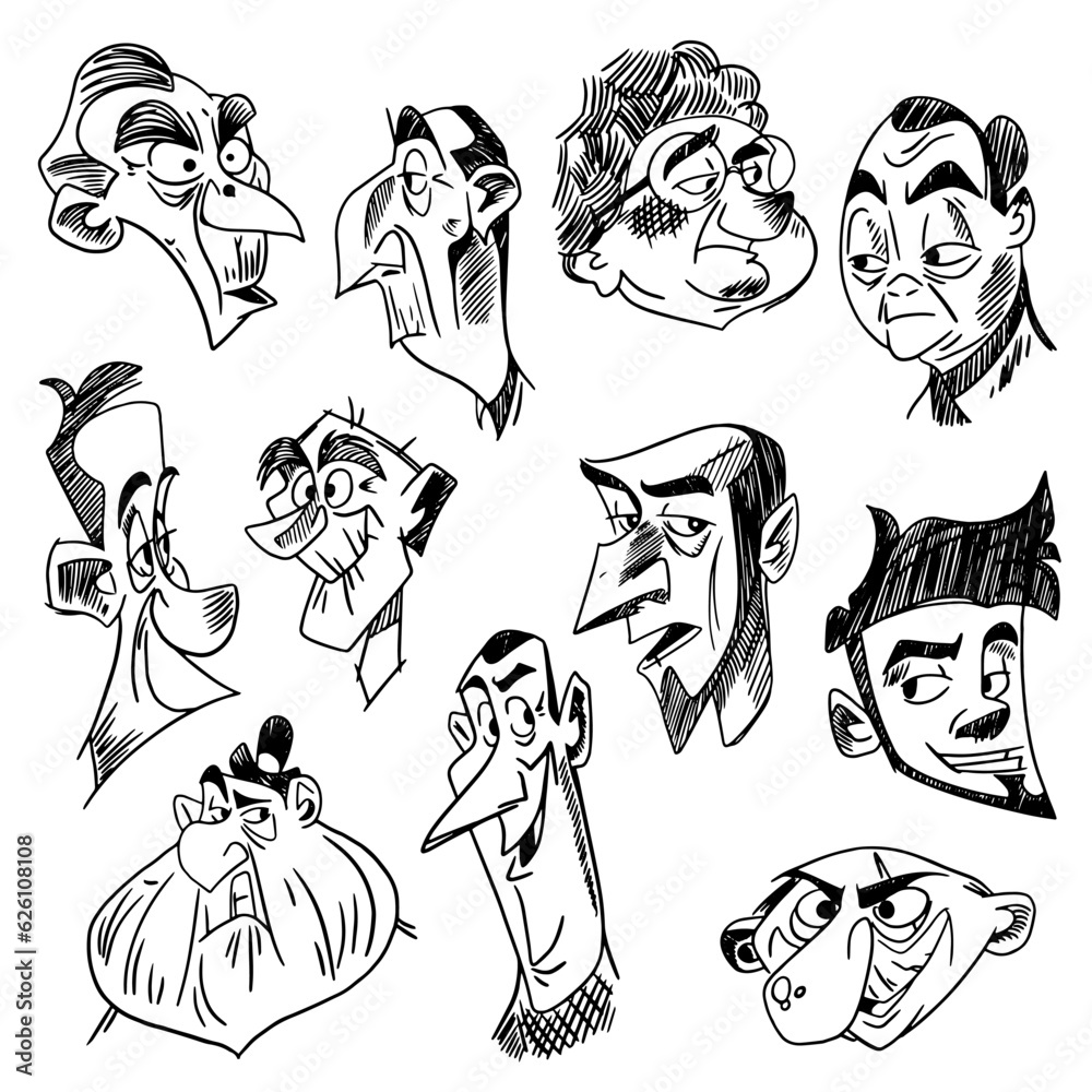 cute-outline-character-vetor-illustration-of-many-different-and
