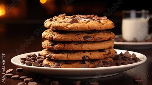 pile of crunchy and sweet chocolate cookies topped with chocolate granules