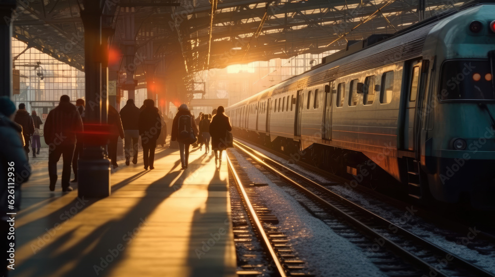 People waiting for the train at the station