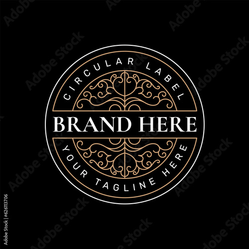 Vintage luxury ornament border frame royal badge emblem stamp label logo design vector. - Vector.