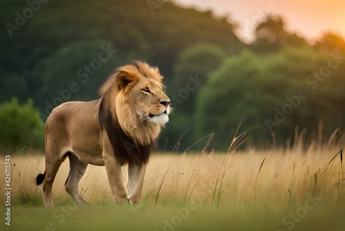 lion in the grass and generated AI