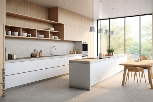 modern and cool kitchen interior 3d rendering background © Adja Atmaja