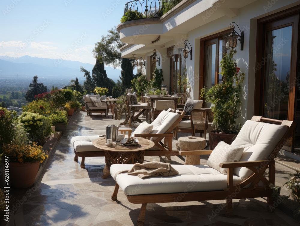 A pair of terraces in a villa
