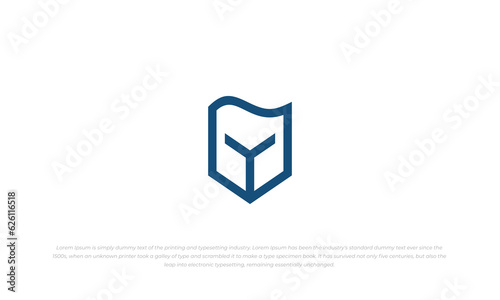 simple, modern logo combination abstract shield shape and gladiator helmet mask