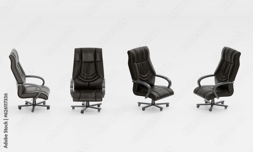 Different views of CEO chair isolated on white background Different views of CEO chair isolated on white background