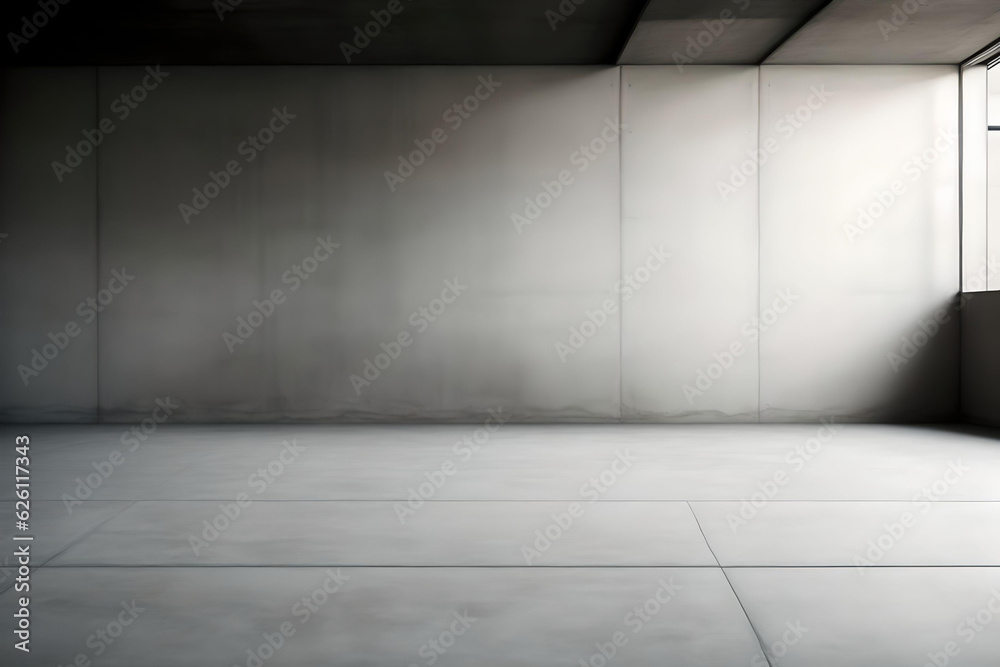 Empty concrete room with sunlight and shadow on the wall. AI Generated. Empty concrete room with sunlight and shadow on the wall. AI Generated.