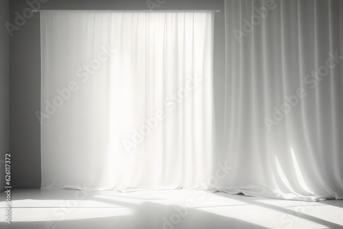 White curtain background for modern design. AI Generated.
