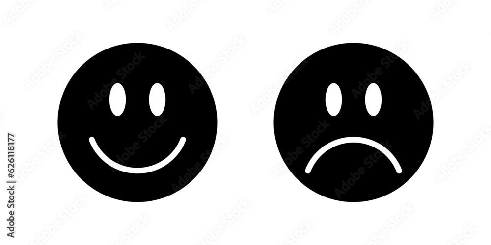 Fototapeta premium Happy and sad smiley icon