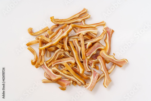 Fresh deli pig ears isolated on white background