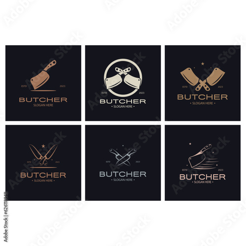 butcher knife vintage logo illustration,chef knife logo template,for business,badges,restaurants,abattoirs,butcher shops,cafes,brands,and knife shops.With modern simple minimalist vector concept.