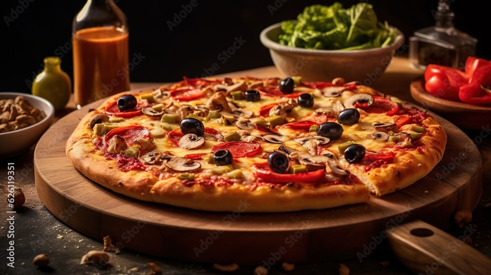 Delicious vegetarian pizza Generative AI
