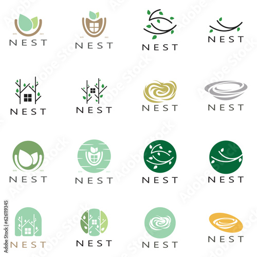 bird nest logo icon illustration design template, for bird farm, bird business, bird house, bird conservation with modern minimalist vector concept