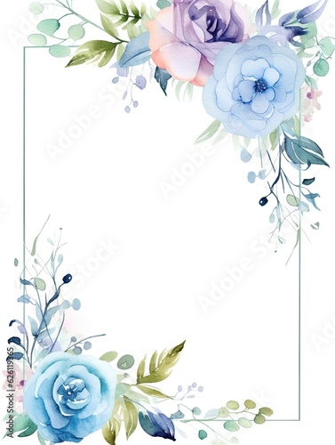 Vintage Luxury wedding invitation card template. template, Water Color Pastel Flower and bloom, Wedding decorative perfect rectangle frame border with gold line art, leaves branches, foliage. Elegant