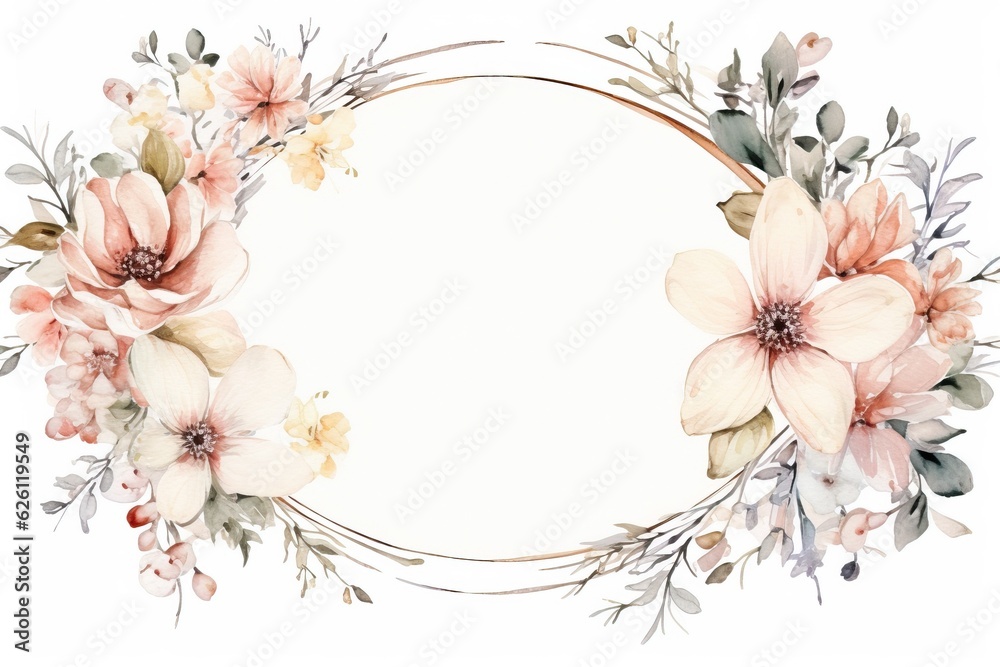 Fototapeta premium Water Color Pastel Flower and bloom, Wedding decorative perfect rectangle frame border