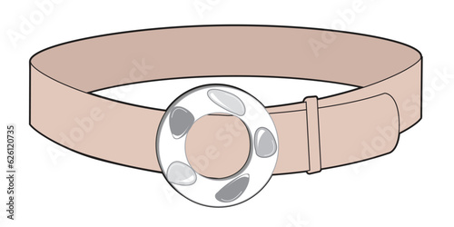 Ladies o ring buckle belt flat sketch vector illustration mockup template