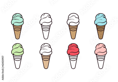 Ice cream in a waffle cone on a white background. Vector illustration