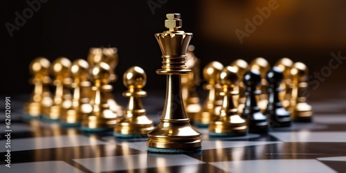 picture of black and gold chess pieces chess board Leadership concepts, strategies and successful business.