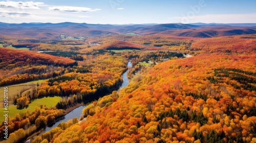 Aerial Autumn Splendor: Vermont's Vibrant Fall Landscape