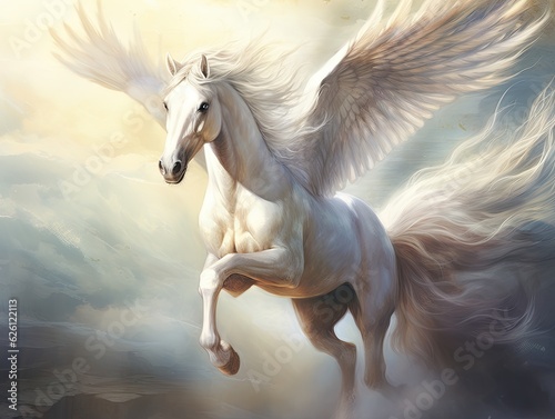 Ethereal Elegance  Pegasus  the White Flying Horse