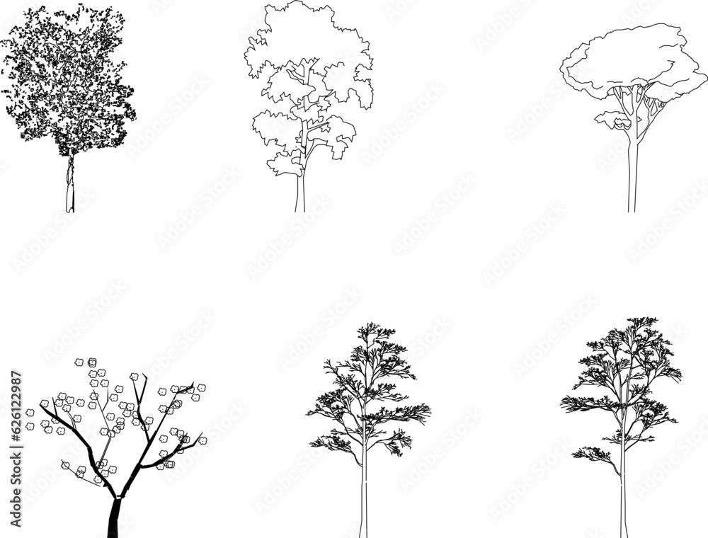 Vector sketch of plant view design illustration for complete garden view from the front