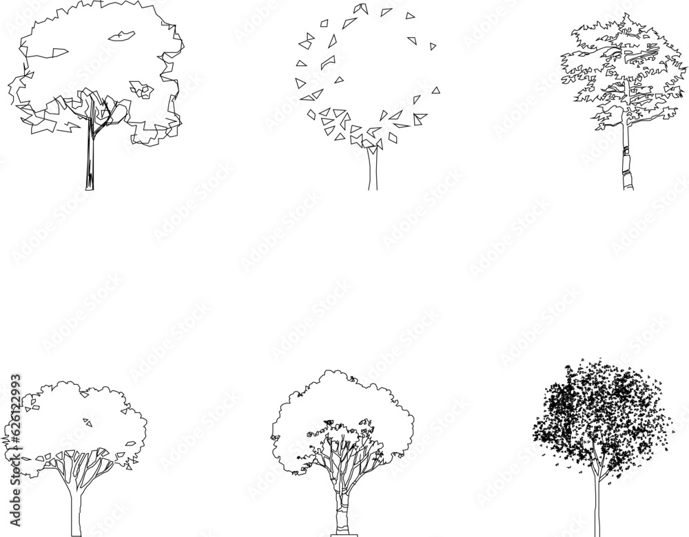 Vector sketch of plant view design illustration for complete garden view from the front