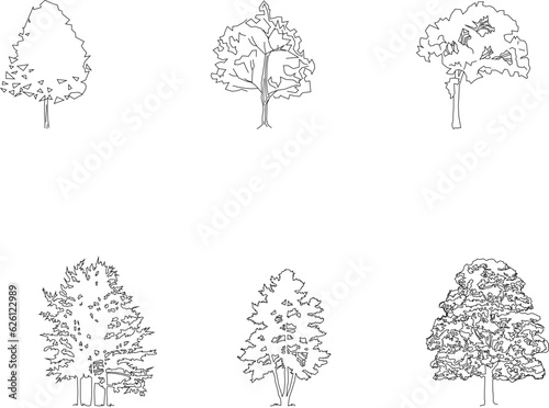 Vector sketch of plant view design illustration for complete garden view from the front 