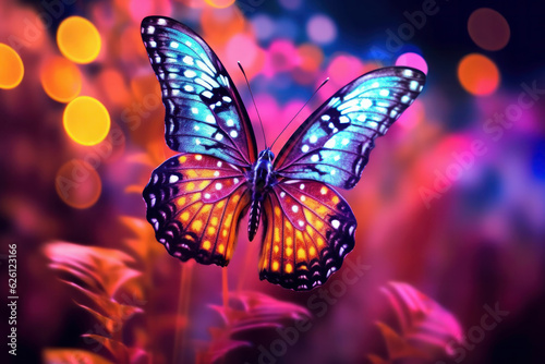 colorful butterfly with flowery background,Generative AI