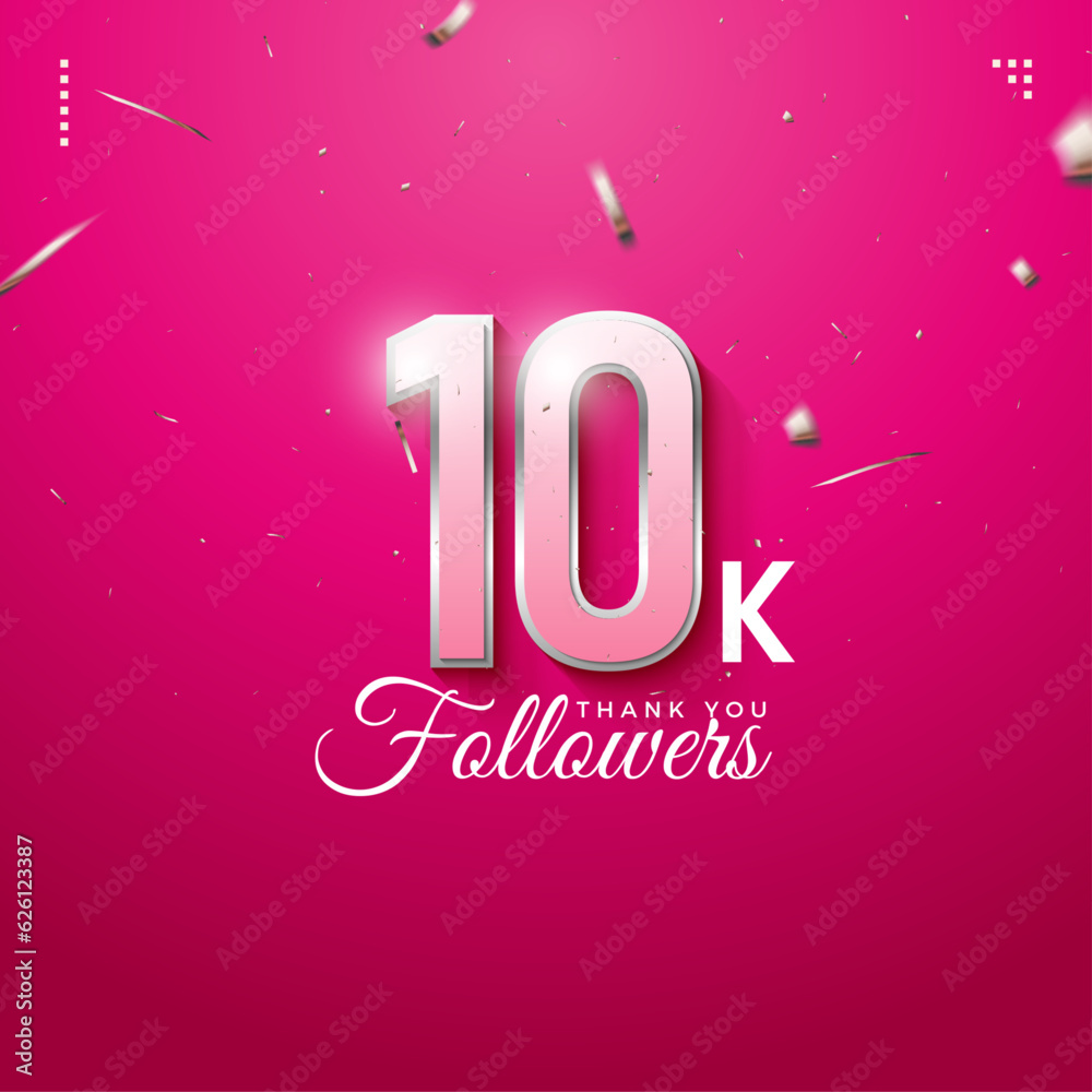 10k followers celebration template with glow effect on each number. vector premium design.