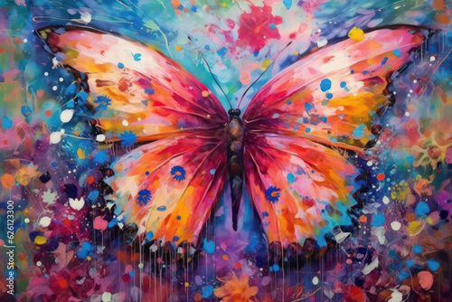 colorful butterfly with flowery background,Generative AI © tope007