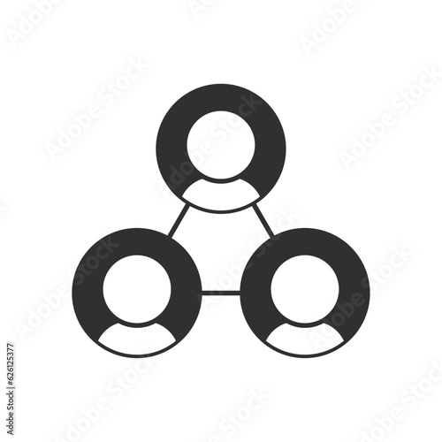 線で繋がっている3人のアイコン - 相関図･SNS･三角関係のイメージ素材