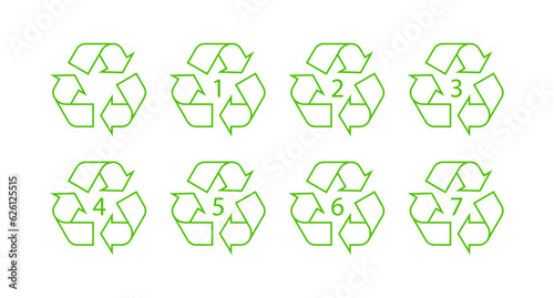 Plastics recycling symbol set