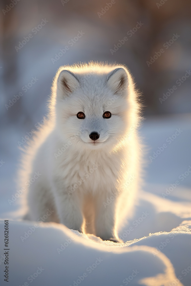 White arctic fox cub