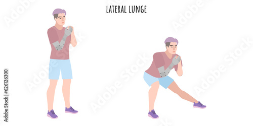 Man with a prosthetic hand doing lateral lunge