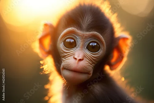Obraz Cute monkey child closeup portrait