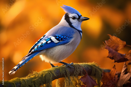 Blue jay bird sitting on a branch