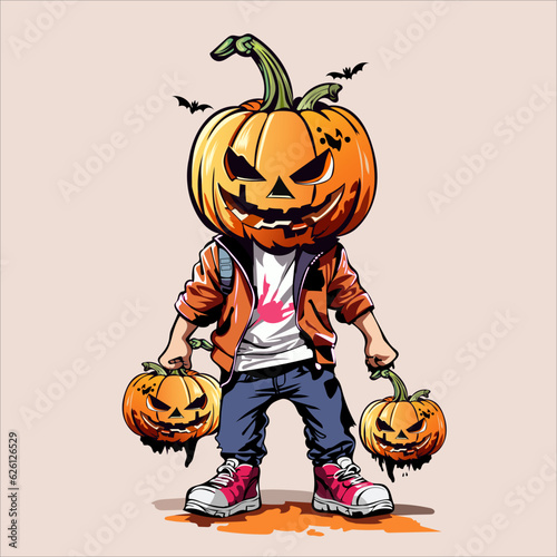 character child with pumpkin