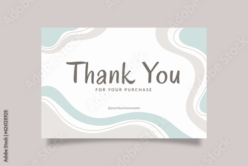 Printable Cute Thank You Card Template for Small Online Business, Decorated with Doodle Frame Blue Gray Pastel Color. Suitable for Bakery, Food, Ice Cream, Beauty, Fashion Baby Brand