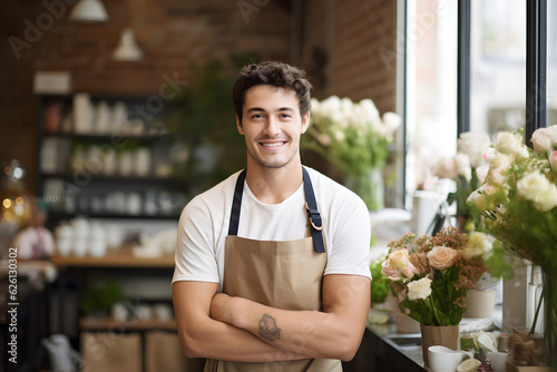 Small business owner managing flower shop,flowers store, small business concept. © natara