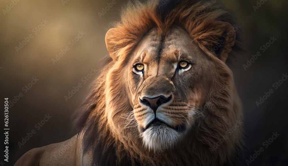 Lion looking forward Ai Generative