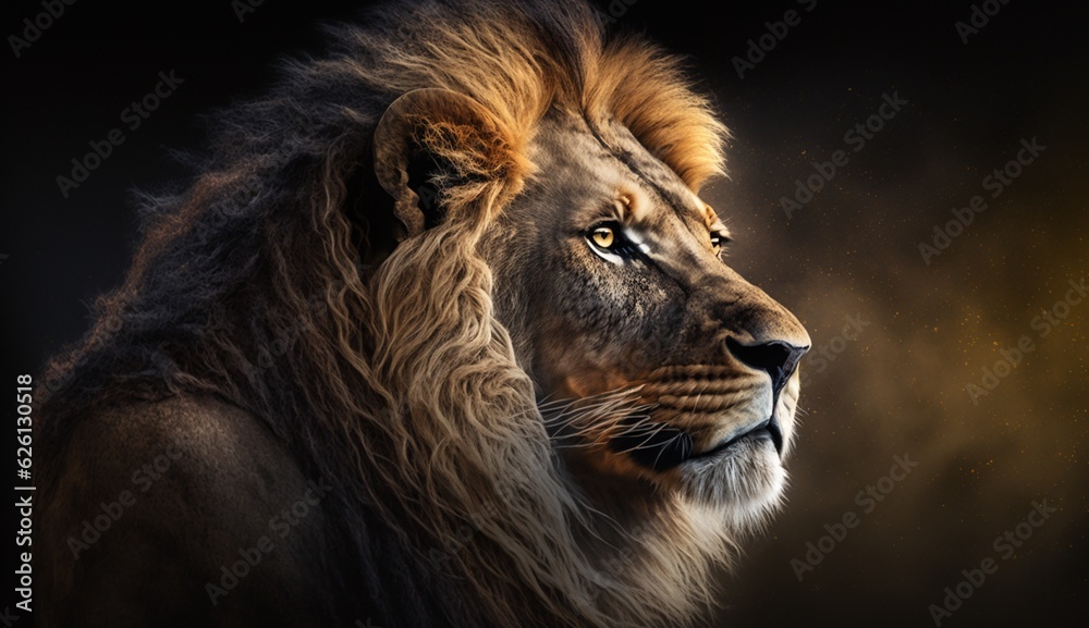 Lion looking forward Ai Generative