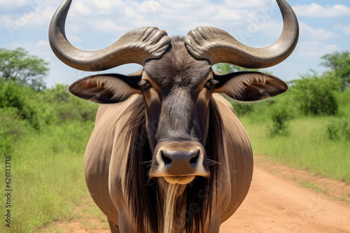 Gnu in wildlife close up