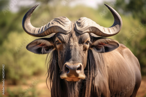 Gnu in wildlife close up