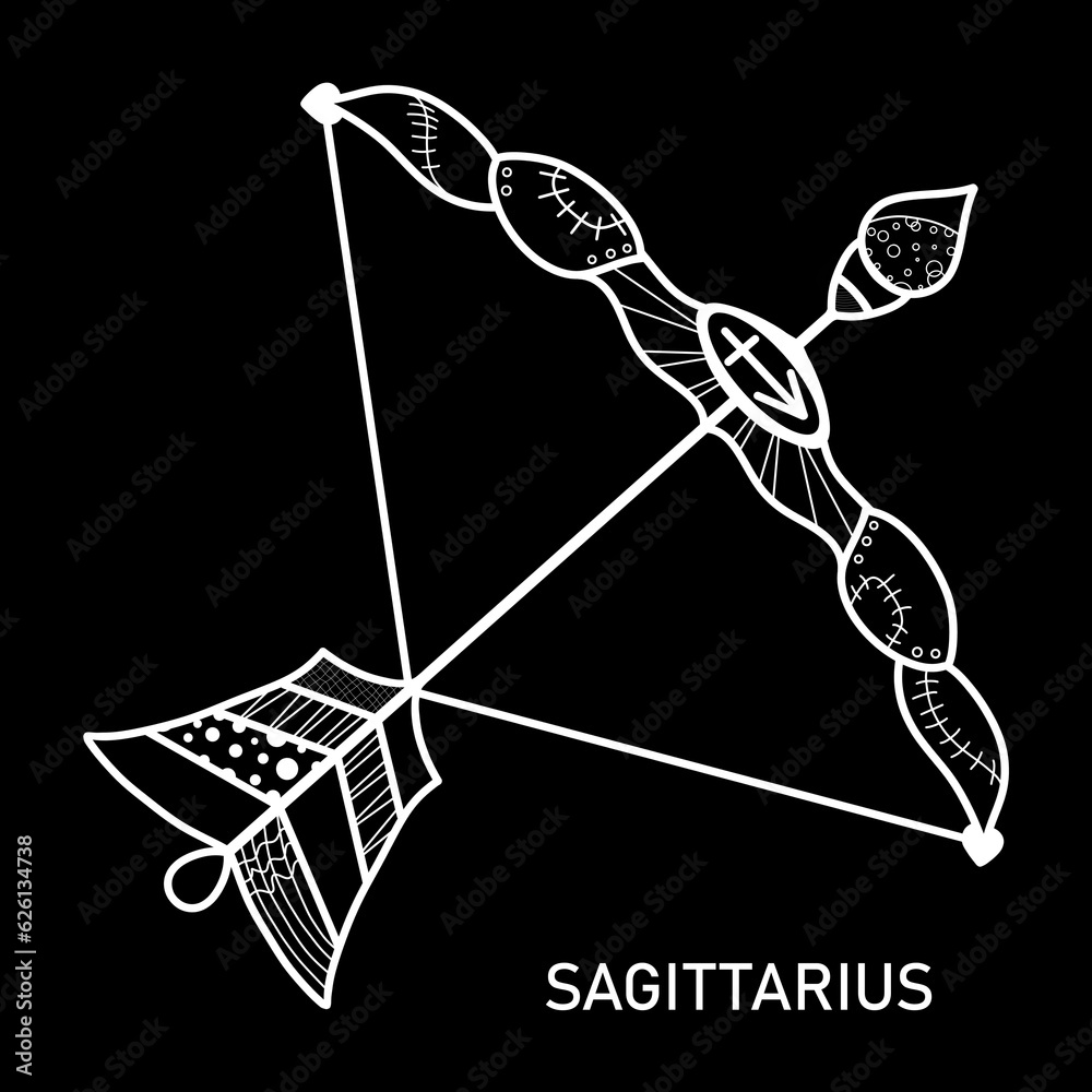 Sagittarius Zodiac Sign Coloring Page. Coloring Book in Steampunk Style.