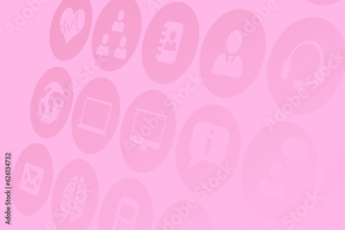 Digital png illustration of media icons on pink and transparent background