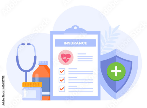 Medical insurance, health insurance, protection concept, umbrella, healthcare, landing page flat illustration vector template banner