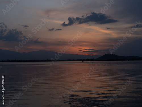 The fascinating view of Dal Lake with sunrise.