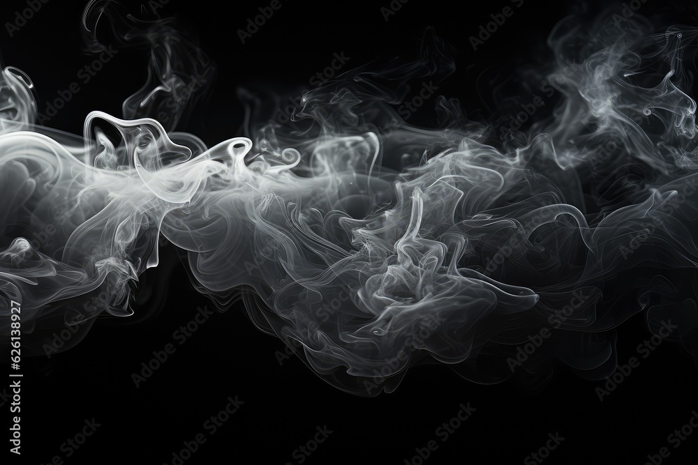 White smoke with black background. Generative AI