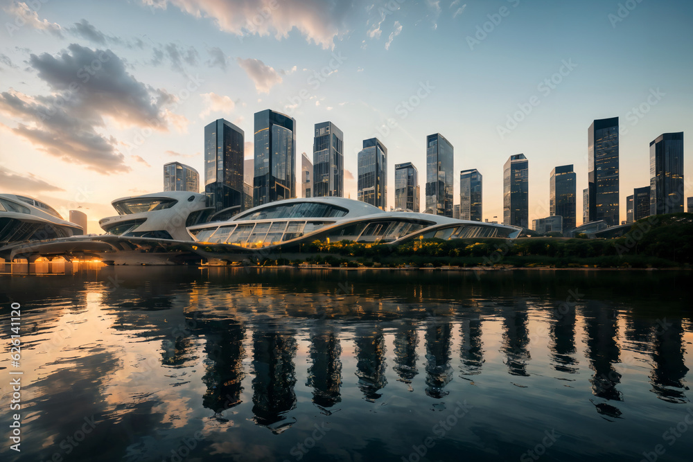 Picture of cityscape design illustration. Ai generates the image. architecture ...